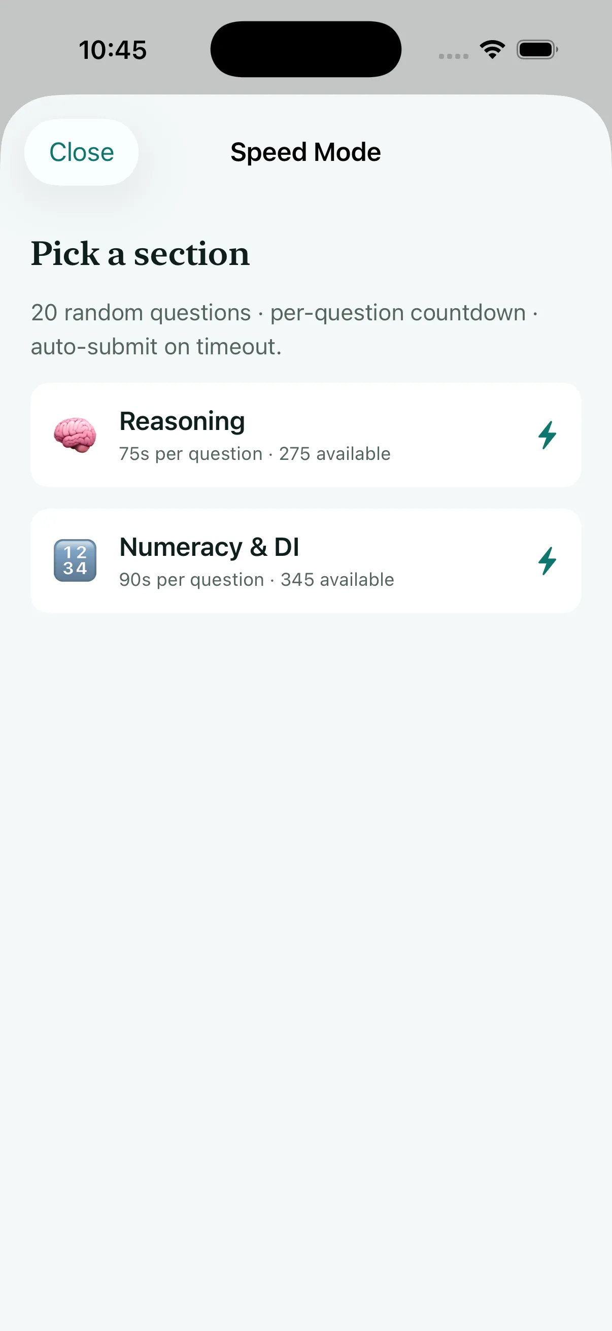 Speed Mode pick a section